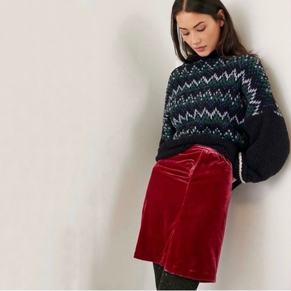 Anthropologie Dresses & Skirts - Anthropologie Size 10 Fushia Pink Crushed
Velvet High Waist Side Slit Mini Skirt